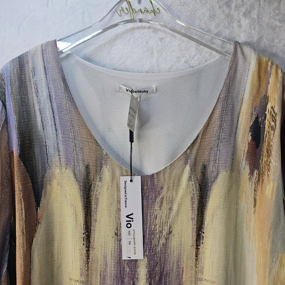 VioletRuby Women Top V-Neck 3/4 Sleeve Multicolor Size XXL Pullover Tunic - Picture 3 of 12
